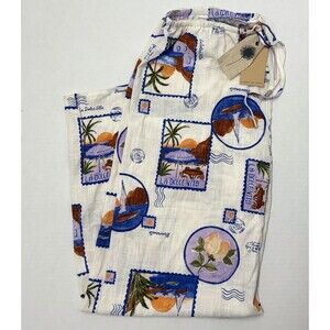 Label Of Love Printed Wide Leg Linen Blend Pants NWT Sz XL Blue Moon Print